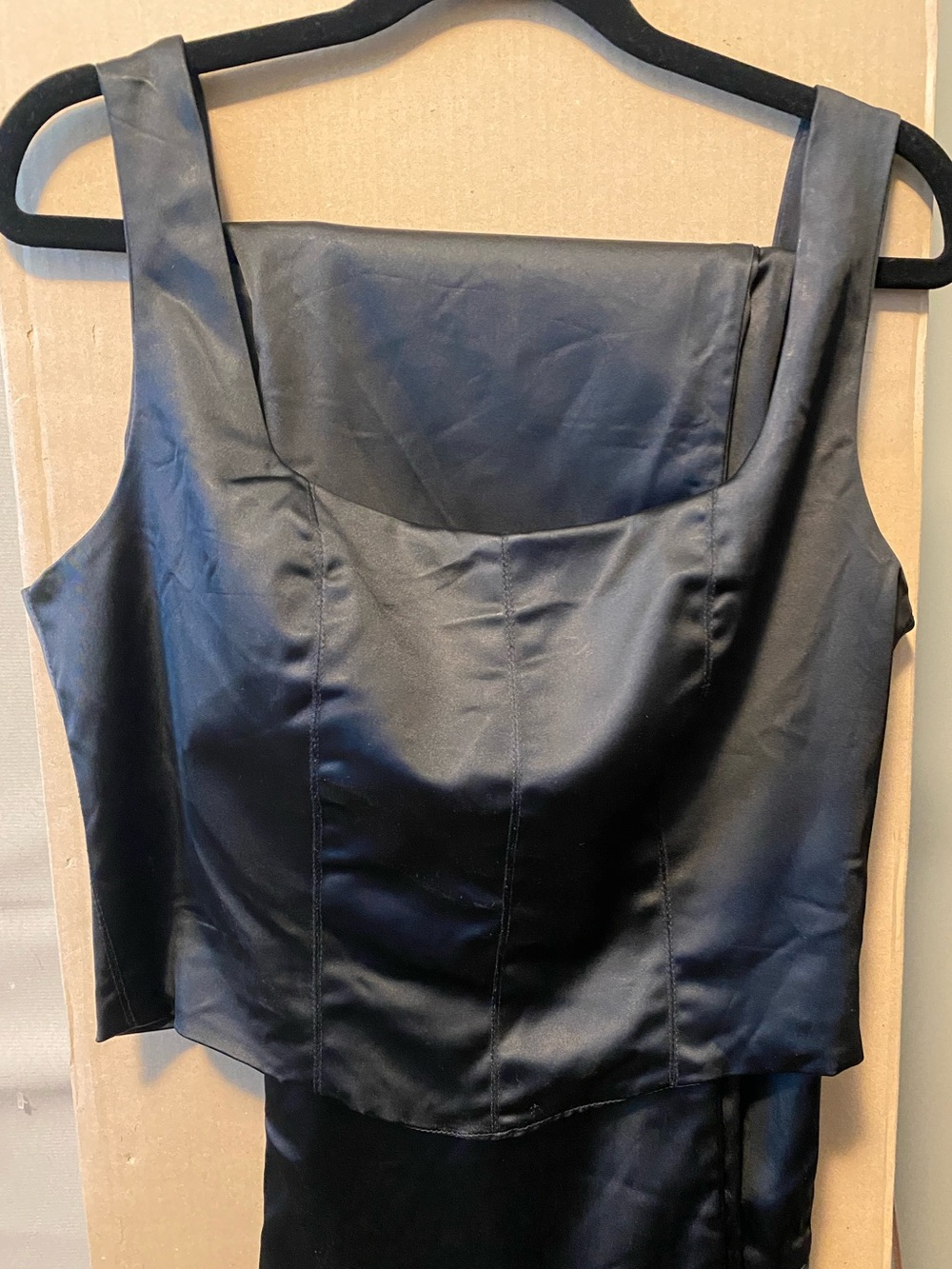 House of Harlow 1960 Black Satin Matching Set | Corset Crop & Pull-On Flare Sz M - Picture 2 of 4